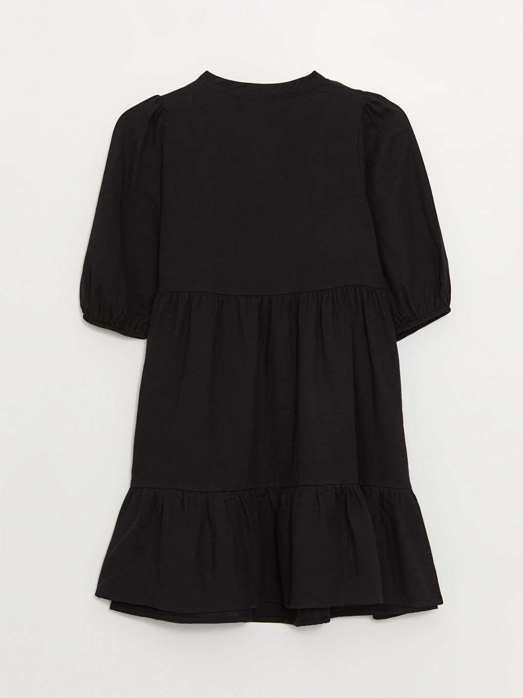 Tie Collar Plain Balloon Sleeve Women's Dress -S3KC01Z8-RQL