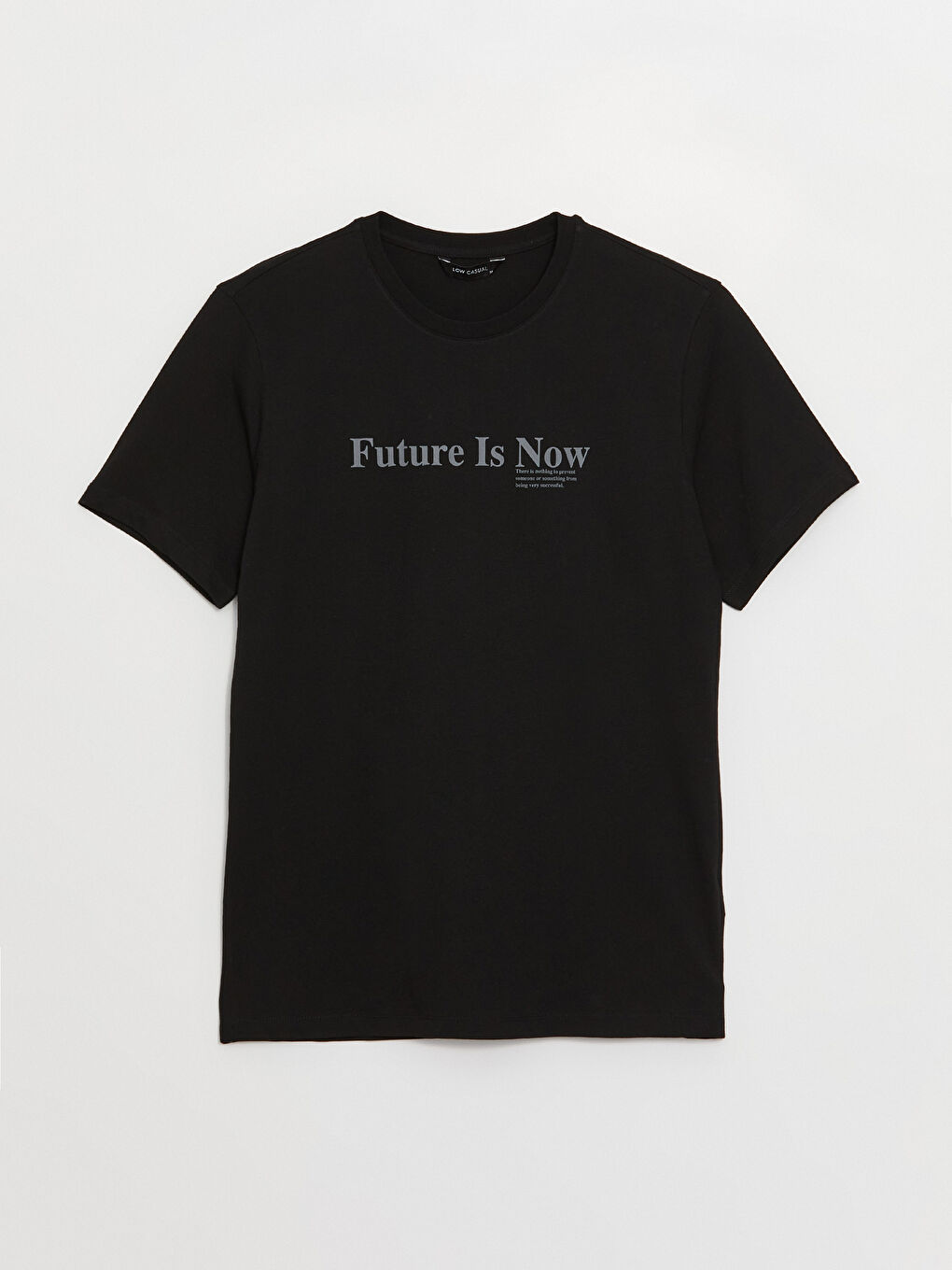 Siyah Bisiklet Yaka Kısa Kollu Baskılı Penye Erkek Tişört-5