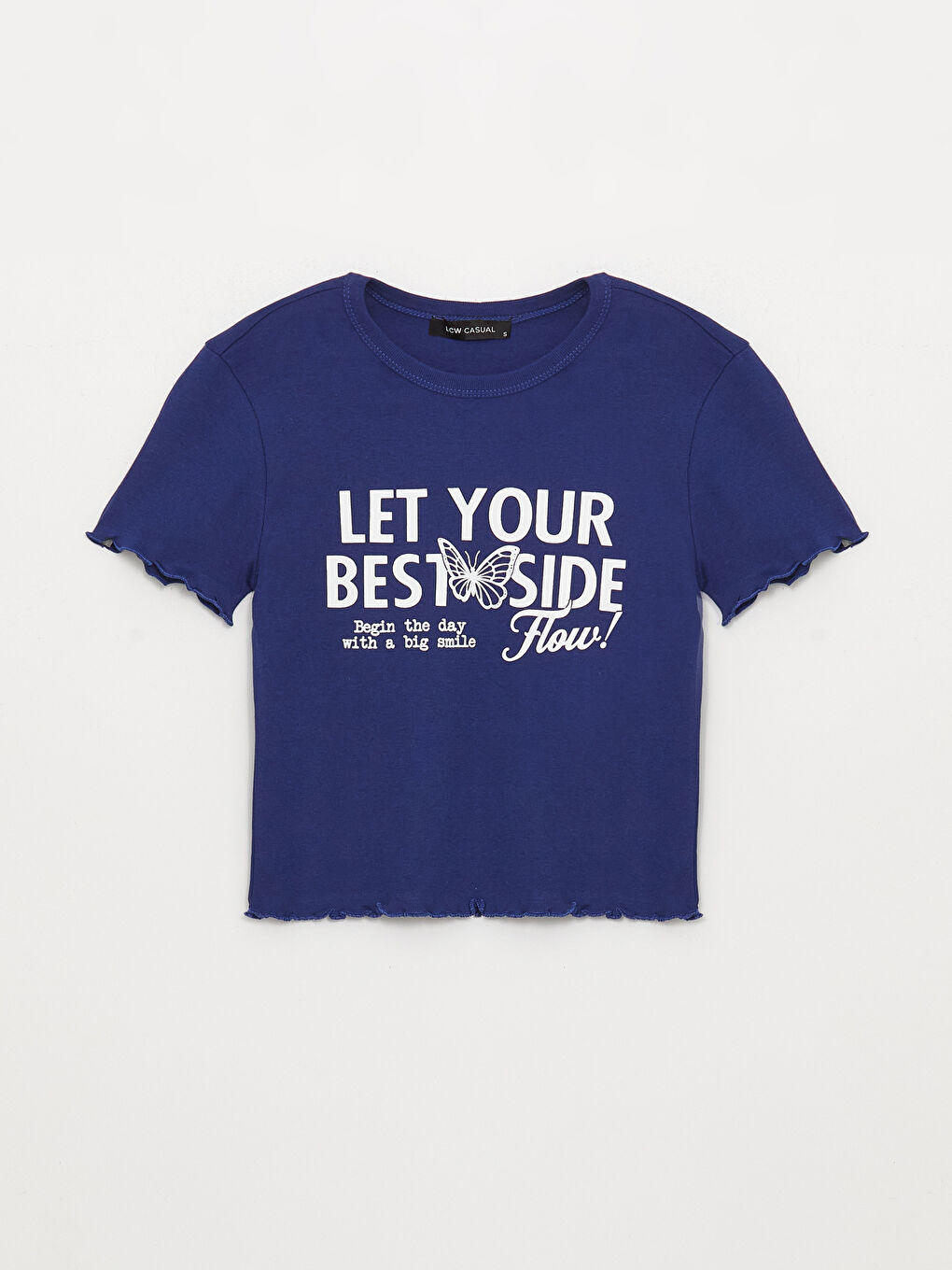 Crew Neck Printed Short Sleeve Crop Women's T-Shirt-5