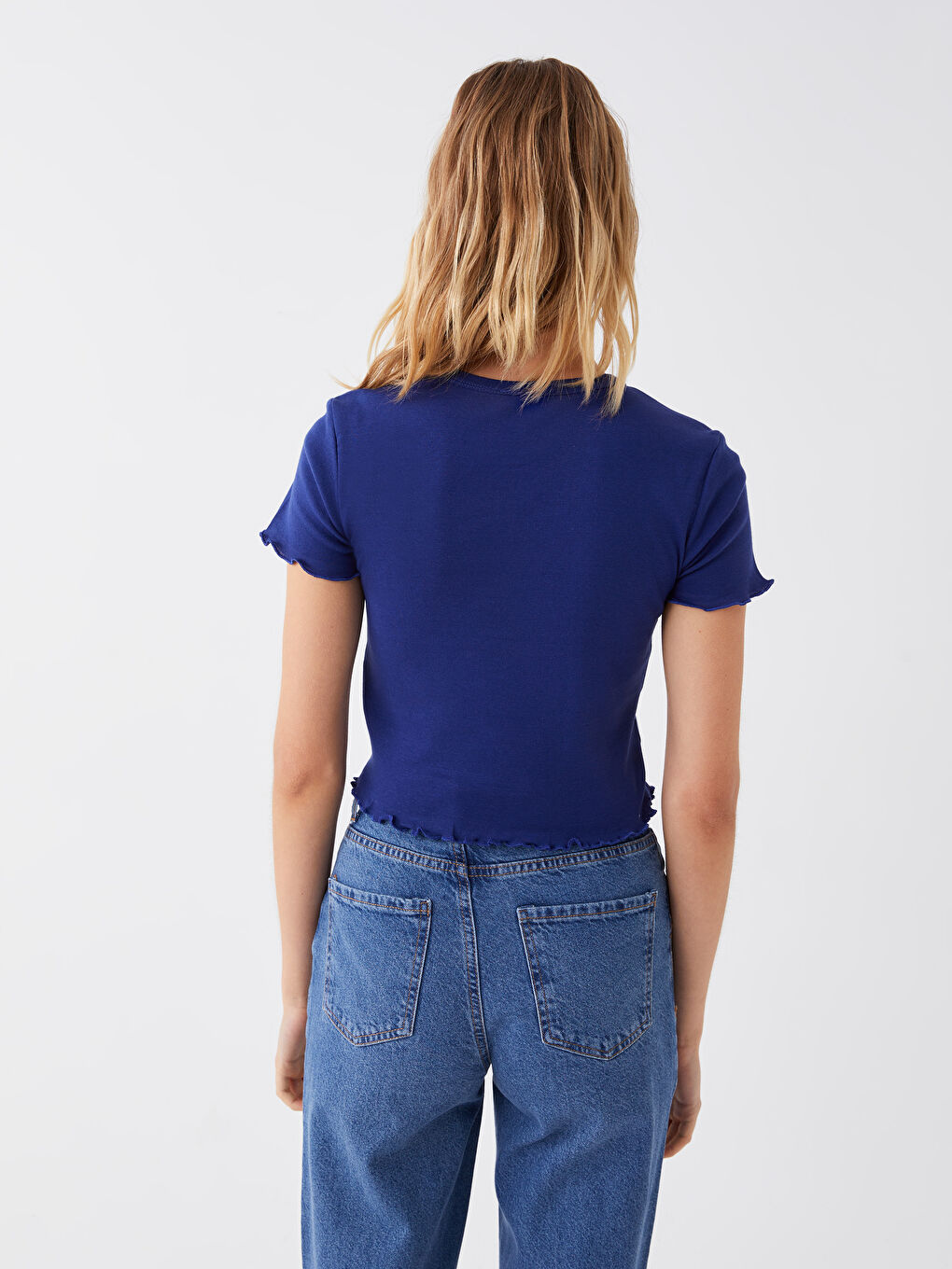 Crew Neck Printed Short Sleeve Crop Women's T-Shirt-4