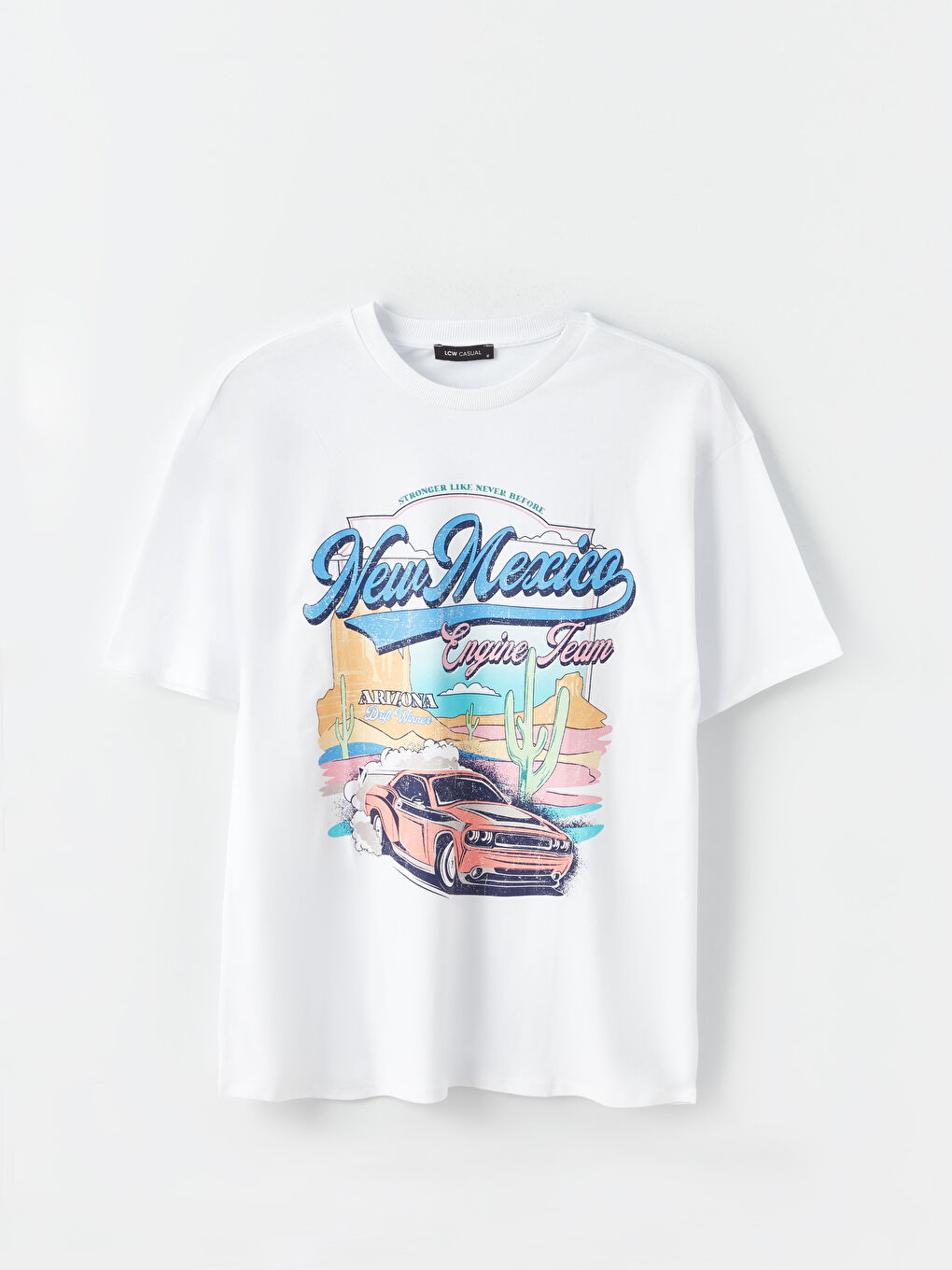 Футболка с круглым вырезом, принтом и коротким рукавом оверсайз для женщин-5