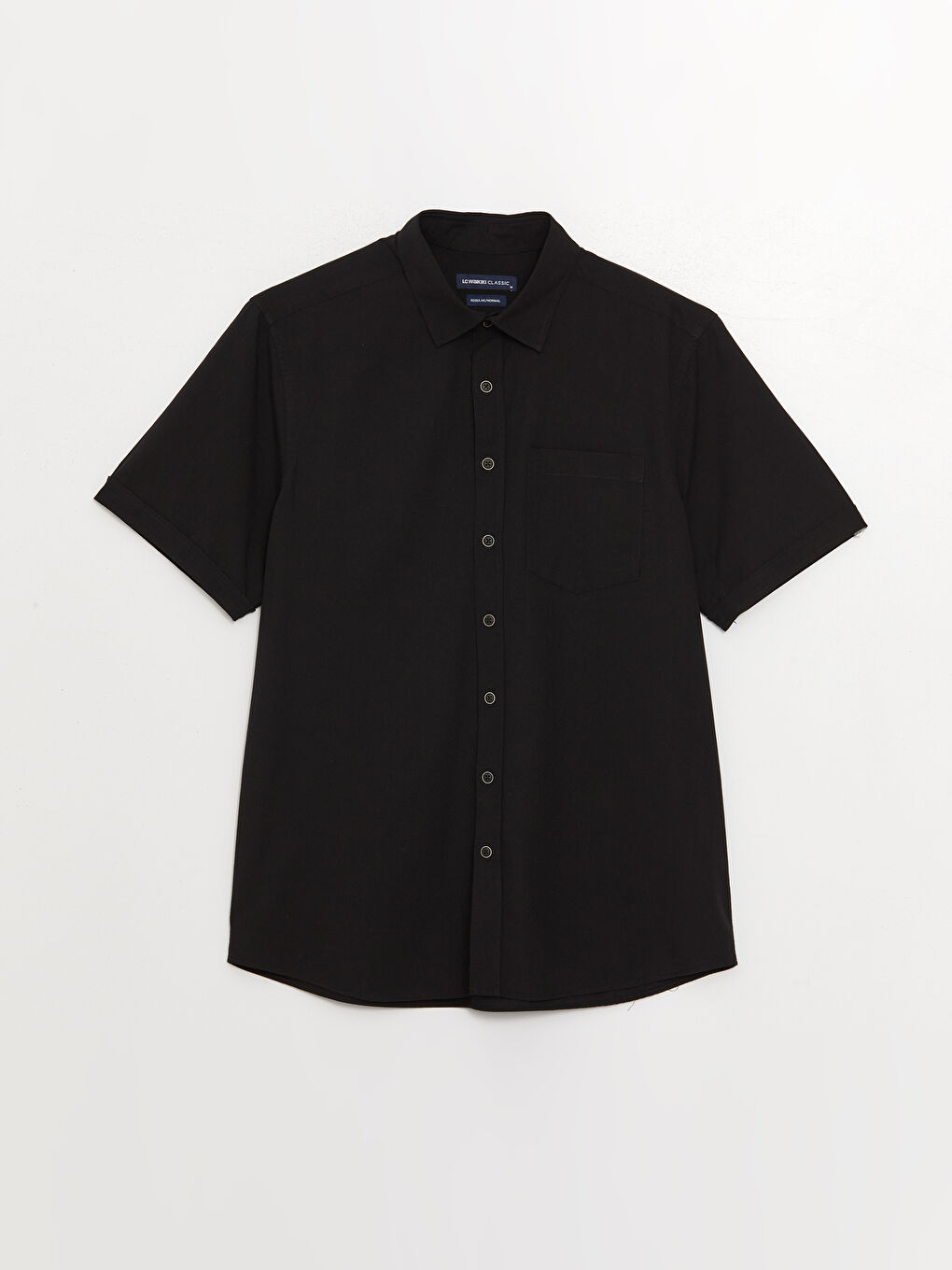 Siyah Regular Fit Kısa Kollu Erkek Gömlek-5