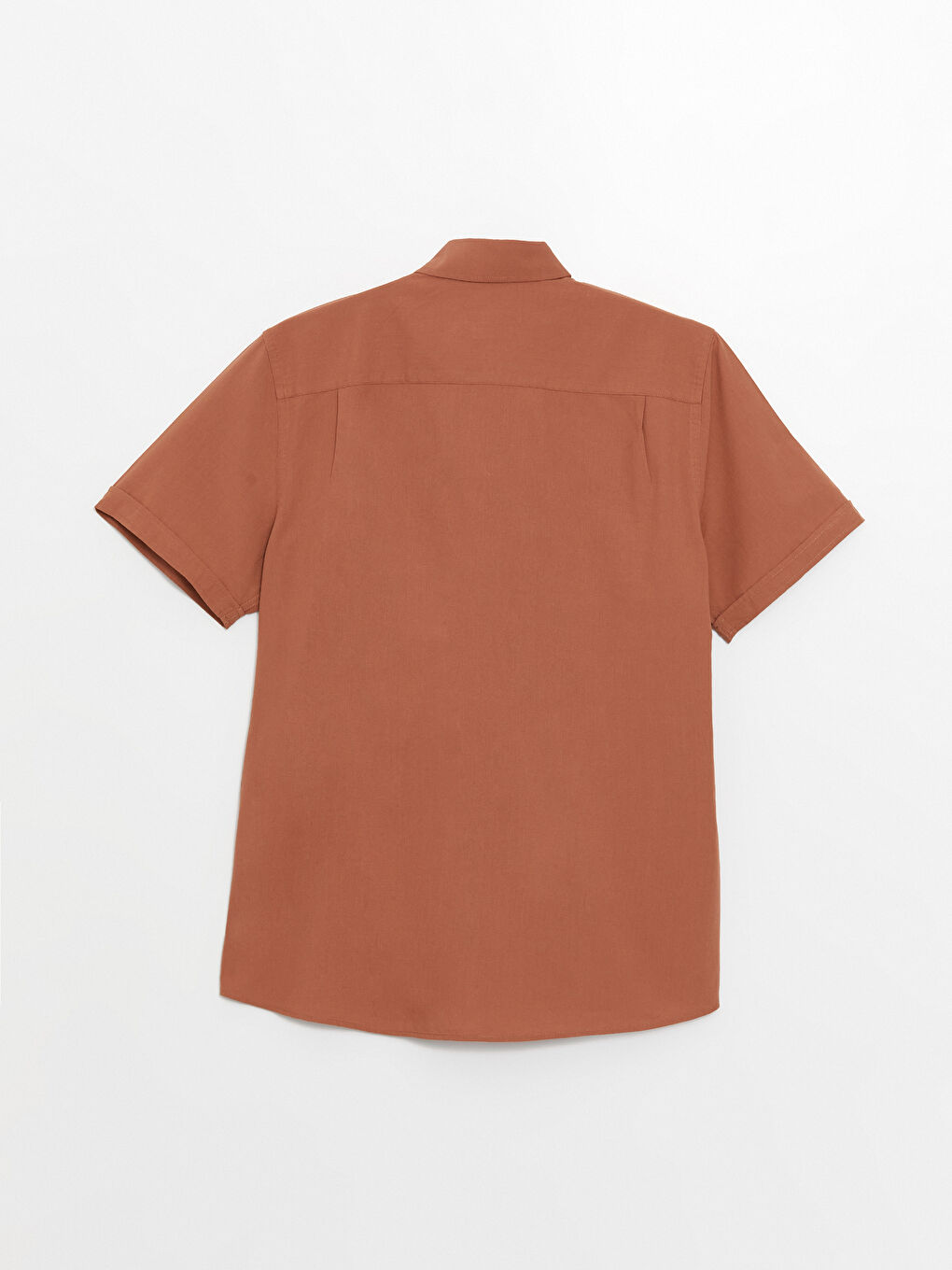 Kahverengi Regular Fit Kısa Kollu Erkek Gömlek-6