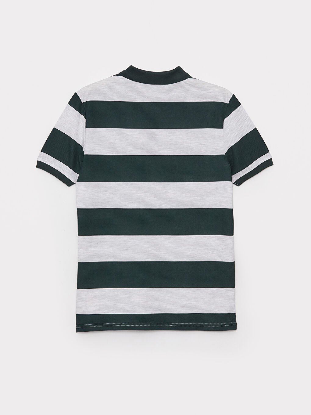 Yeşil Polo Yaka Kısa Kollu Çizgili Erkek Tişört-6