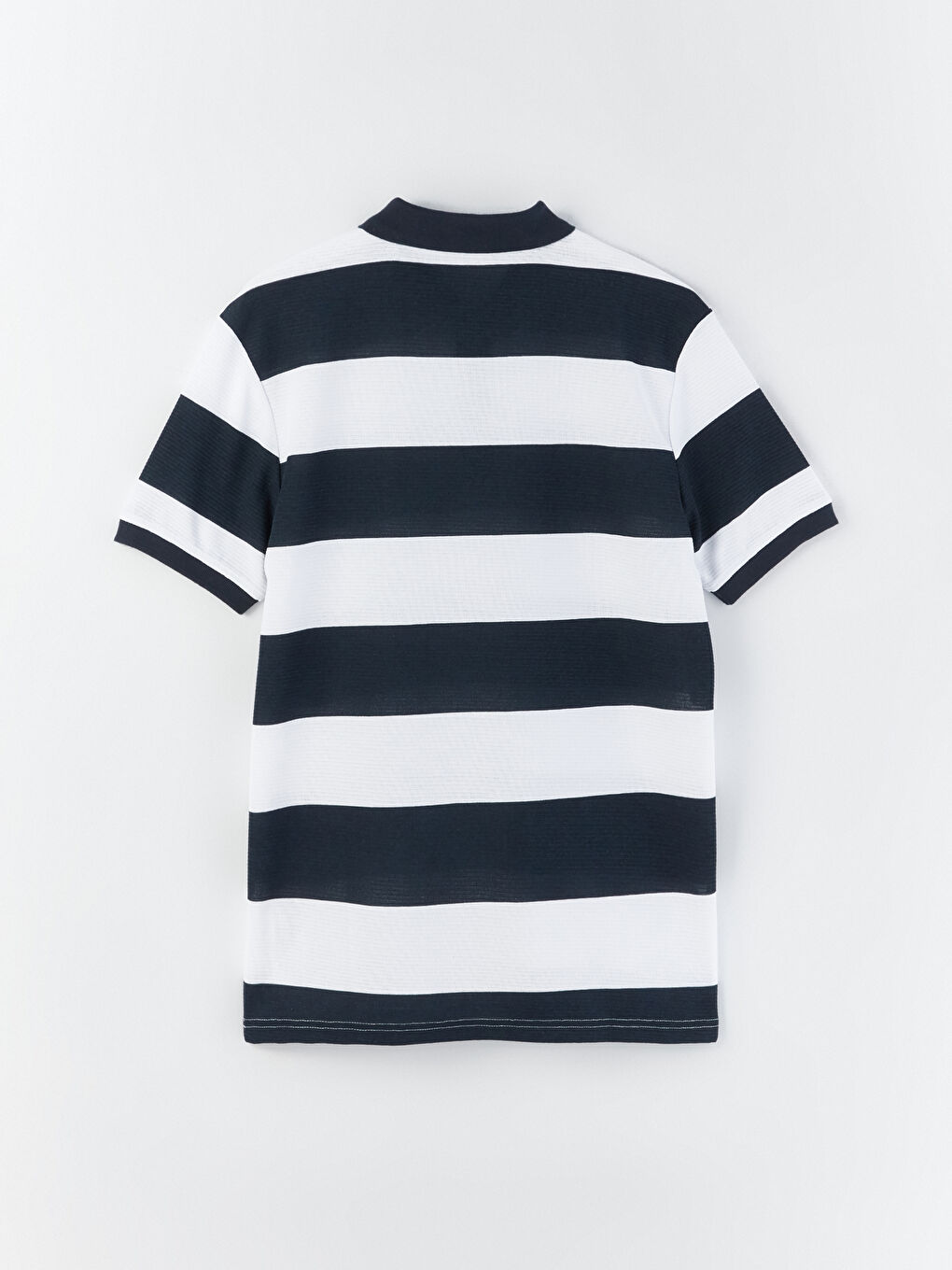 Lacivert Polo Yaka Kısa Kollu Çizgili Erkek Tişört-6