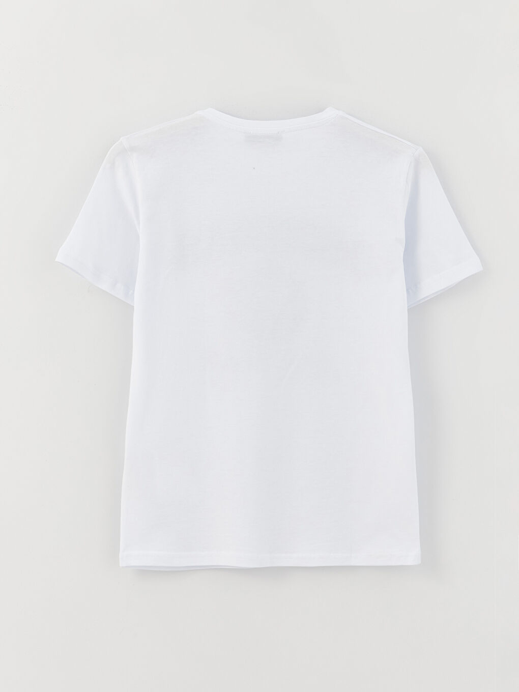 Beyaz Bisiklet Yaka Baskılı Kısa Kollu Kadın Tişört-11