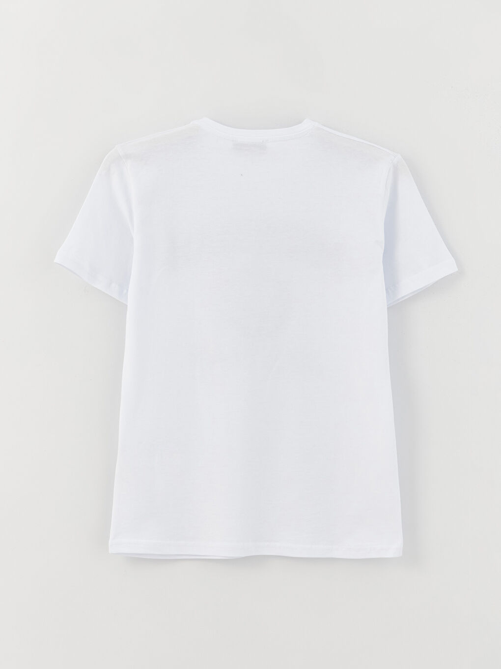 Beyaz Bisiklet Yaka Baskılı Kısa Kollu Kadın Tişört-11