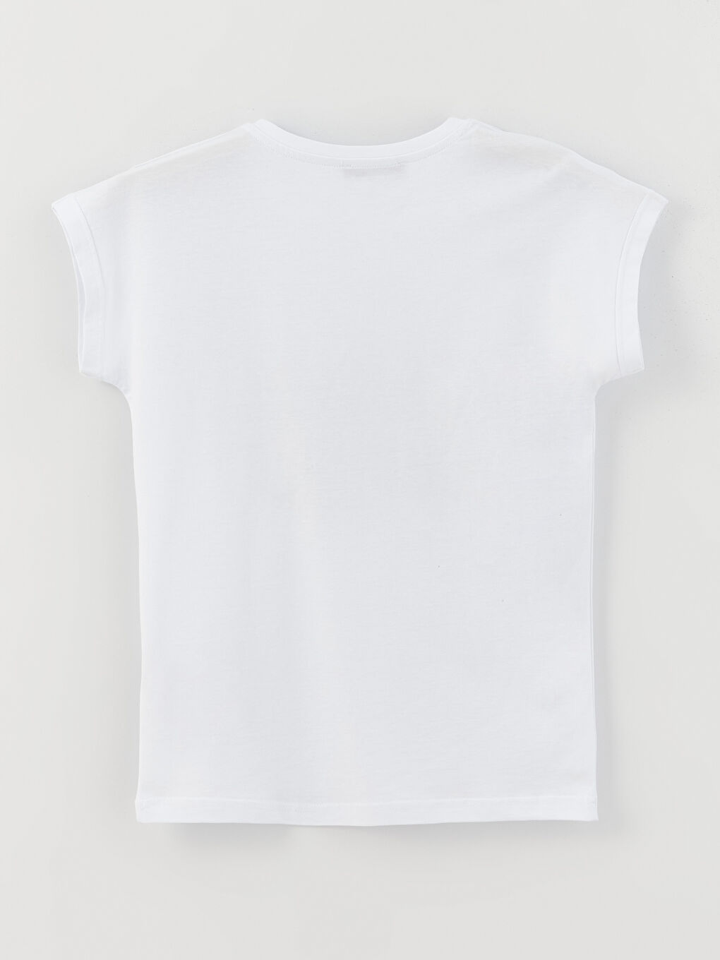 Beyaz Bisiklet Yaka Baskılı Kısa Kollu Kadın Tişört-11