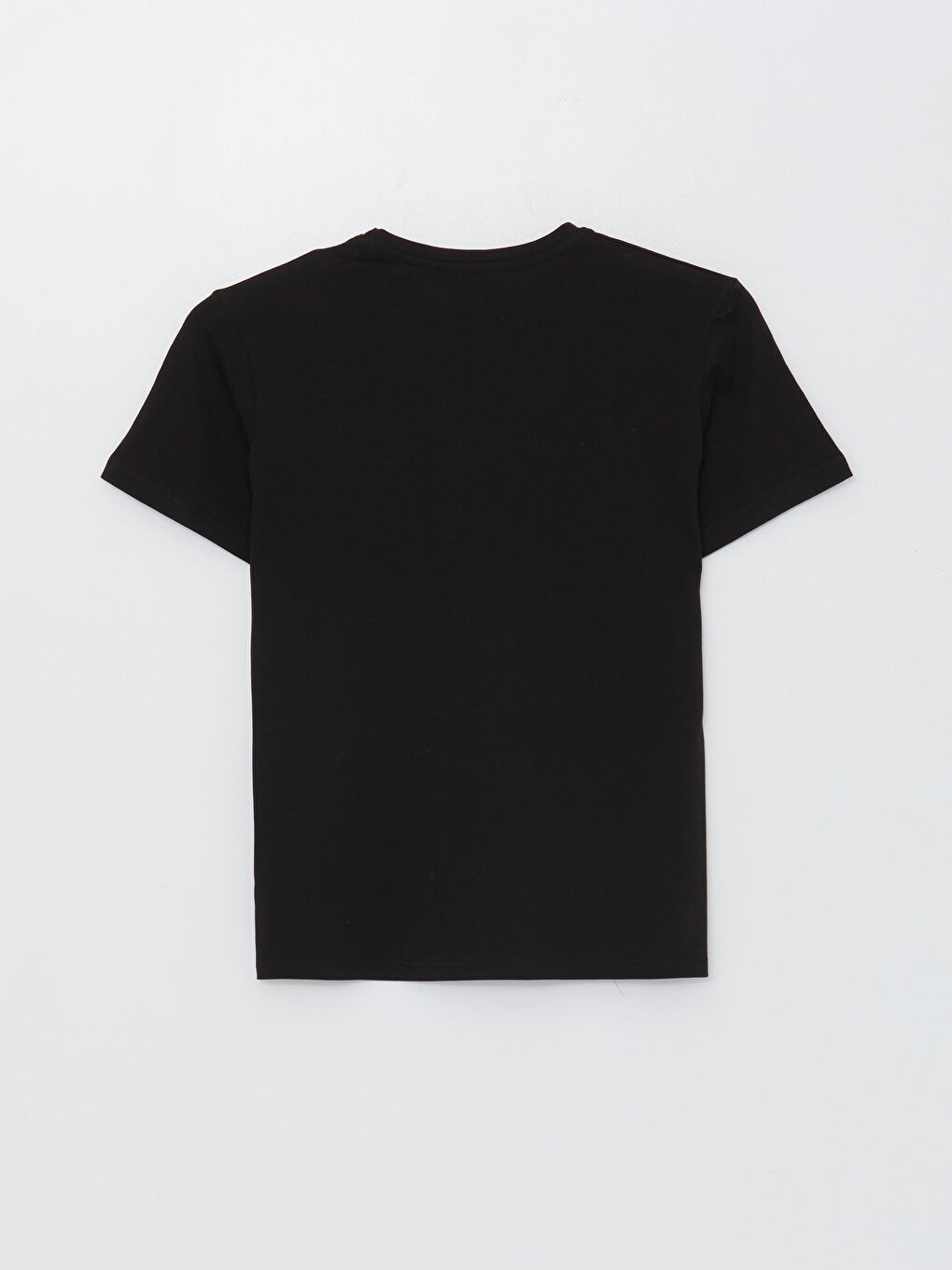 Siyah Bisiklet Yaka Baskılı Kısa Kollu Kadın Tişört-11