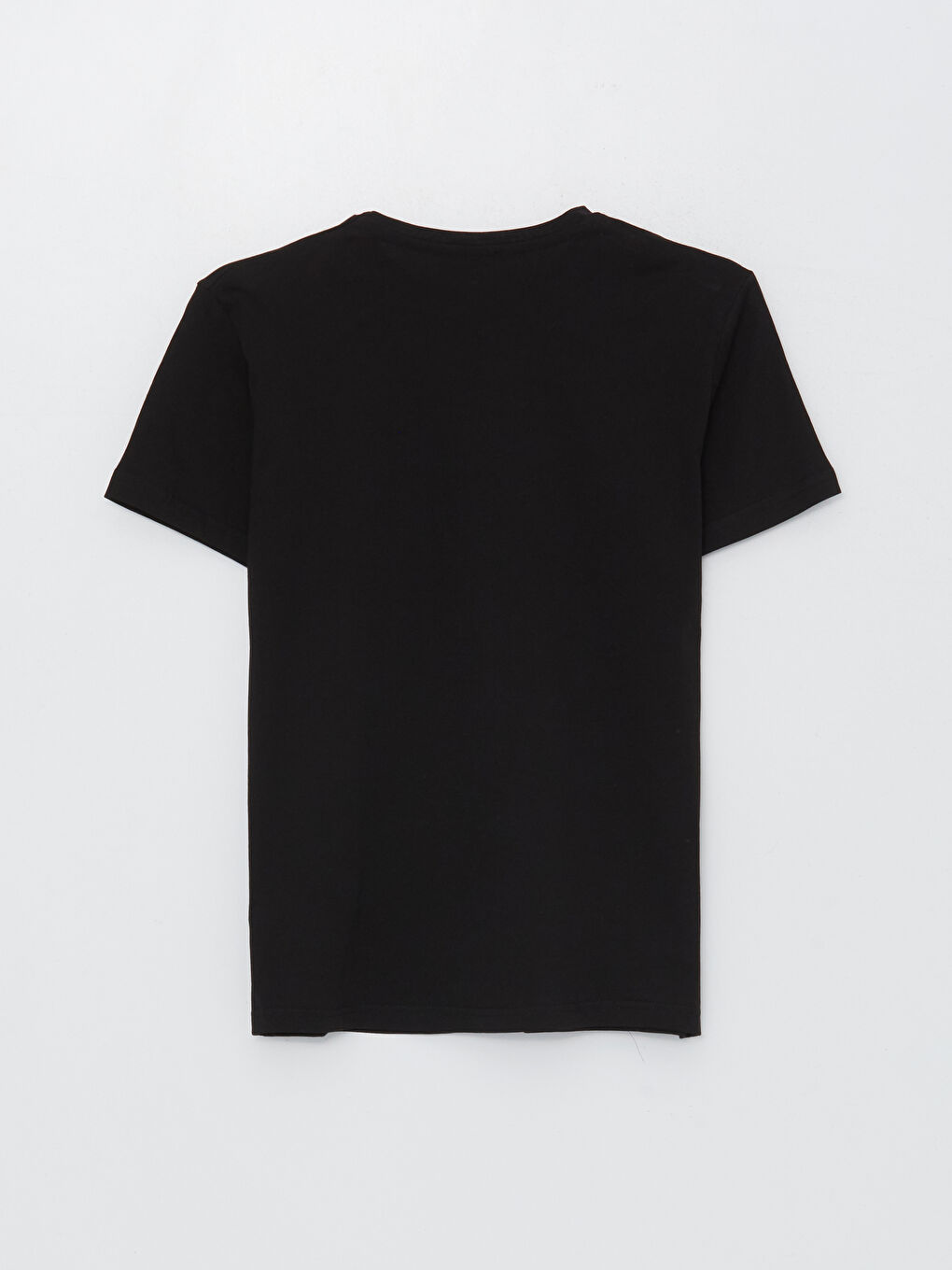 Siyah Bisiklet Yaka Baskılı Kısa Kollu Kadın Tişört-6