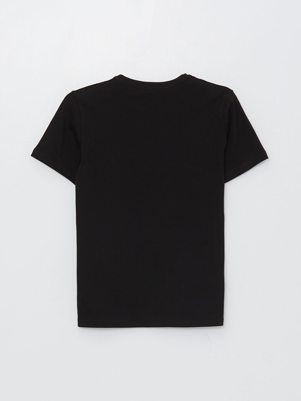 Siyah Bisiklet Yaka Baskılı Kısa Kollu Kadın Tişört-11