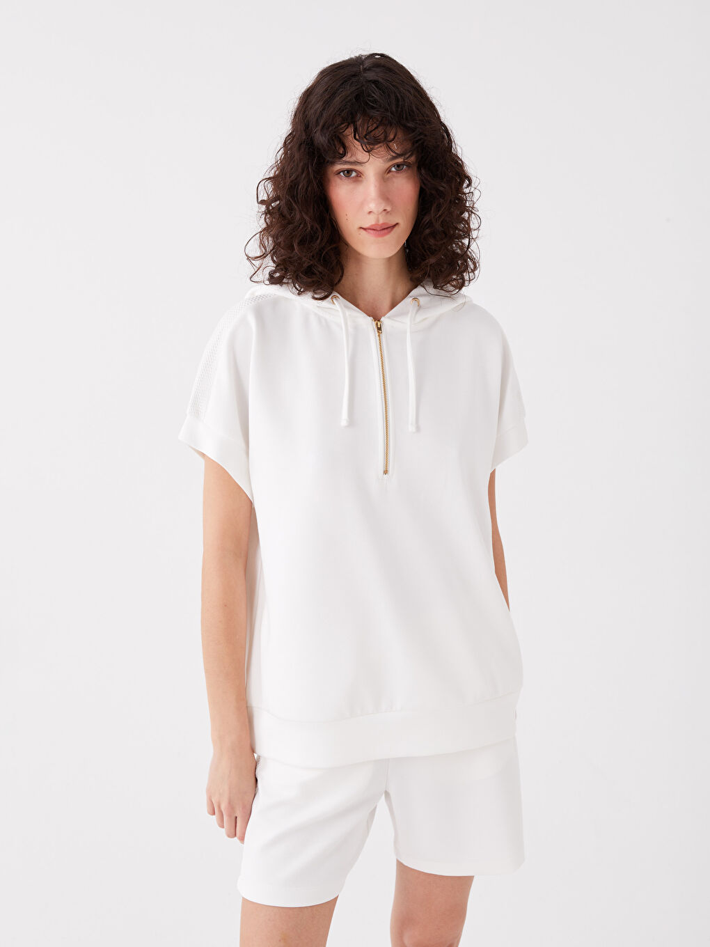 Plain Short Sleeve Oversize Women's Hoodie