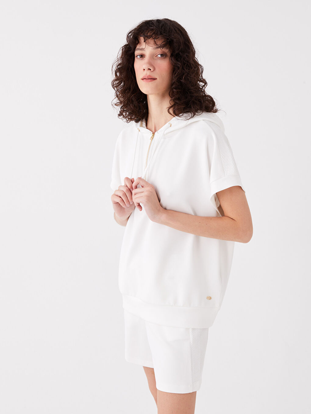 Plain Short Sleeve Oversize Women's Hoodie-1