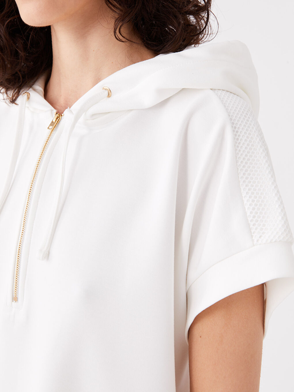 Plain Short Sleeve Oversize Women's Hoodie-3