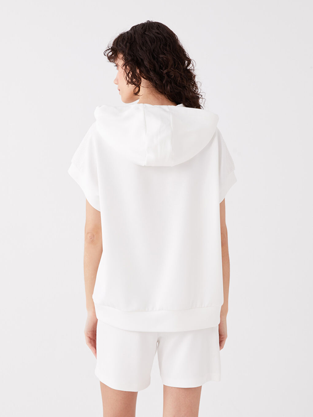 Plain Short Sleeve Oversize Women's Hoodie-4