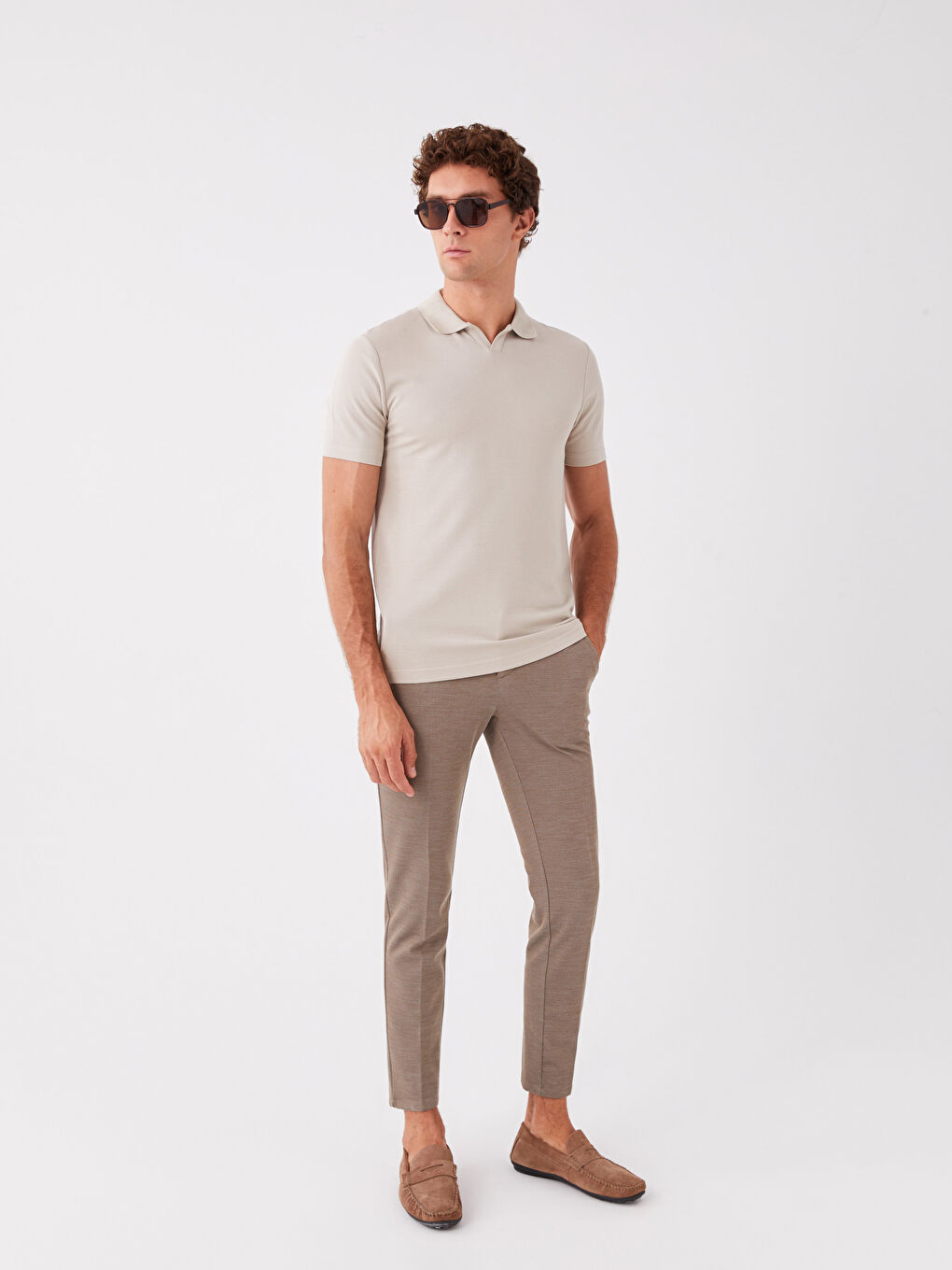 Slim Fit Dobby Fabric Men's Trousers -S3KD05Z8-J2L