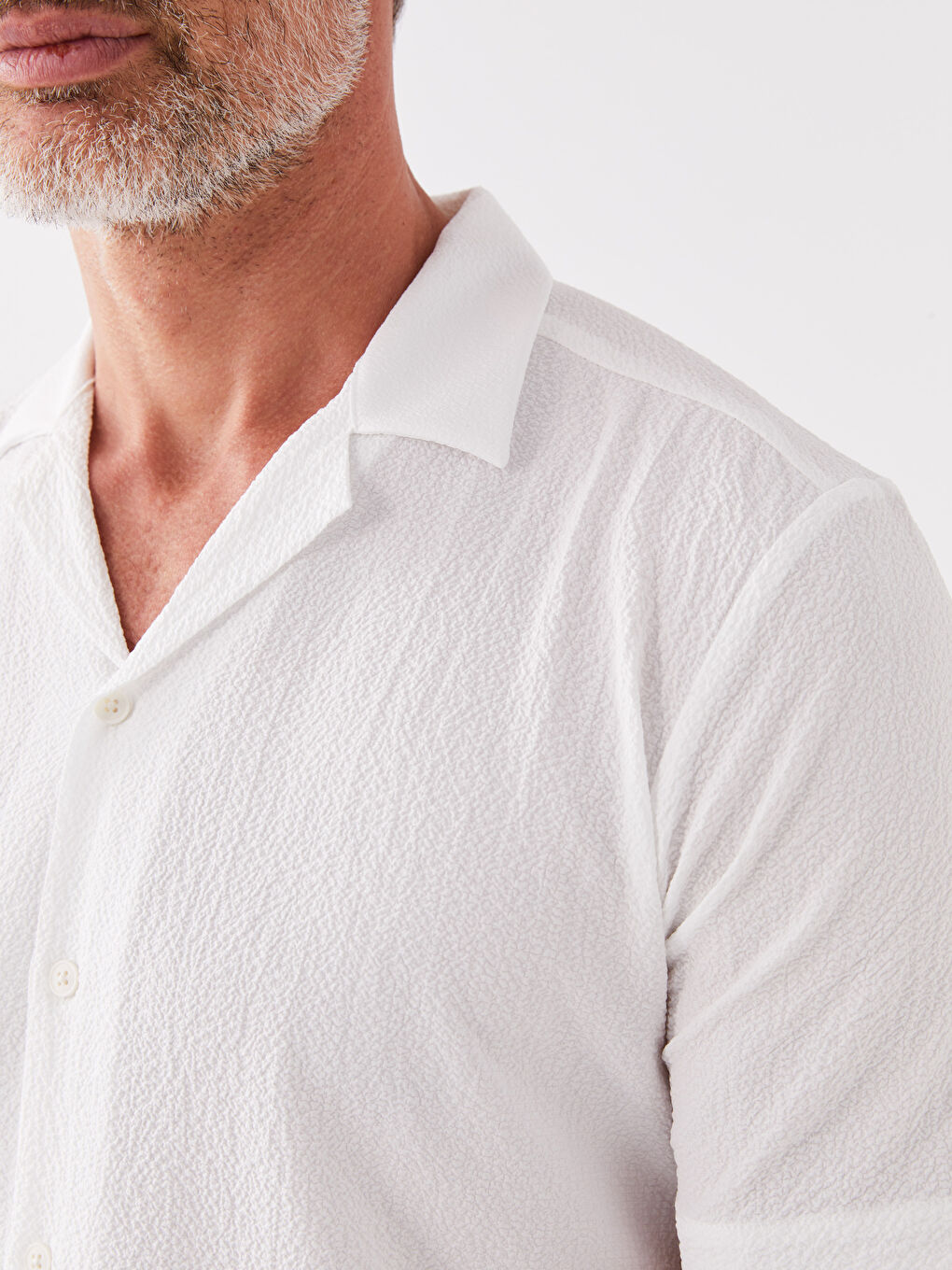 Ekru Regular Fit Kısa Kollu Erkek Gömlek-3