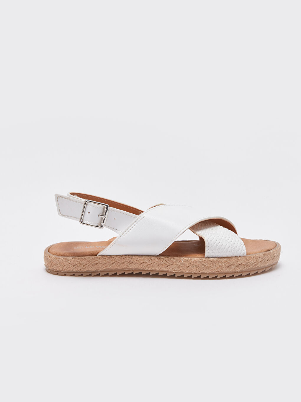 Beyaz Çapraz Bantlı Kadın Sandalet-1