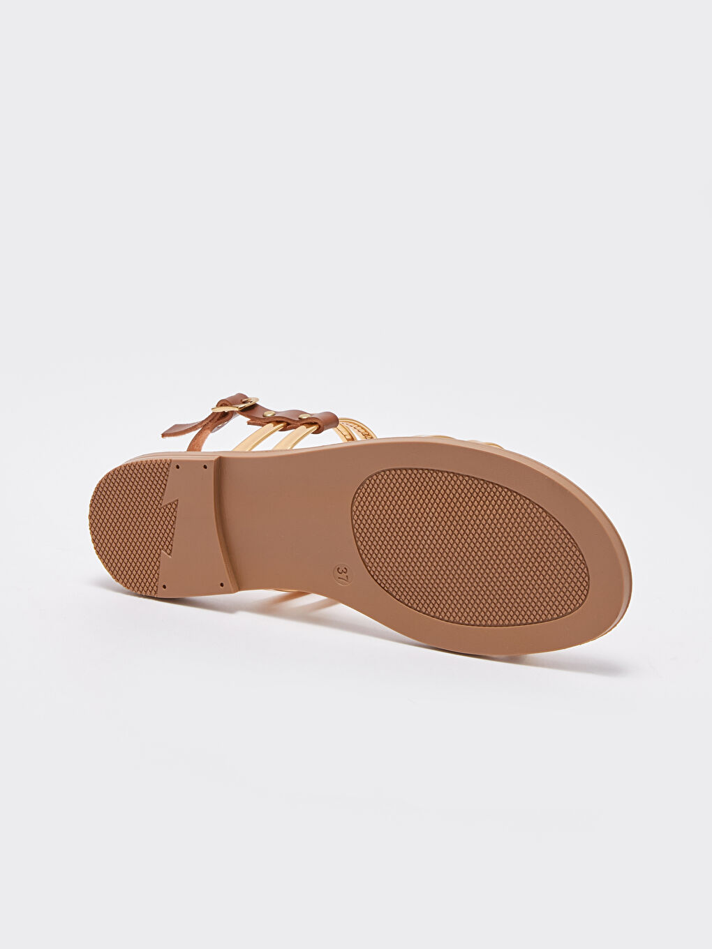 Sarı Deri Görünümlü Kadın Sandalet-3