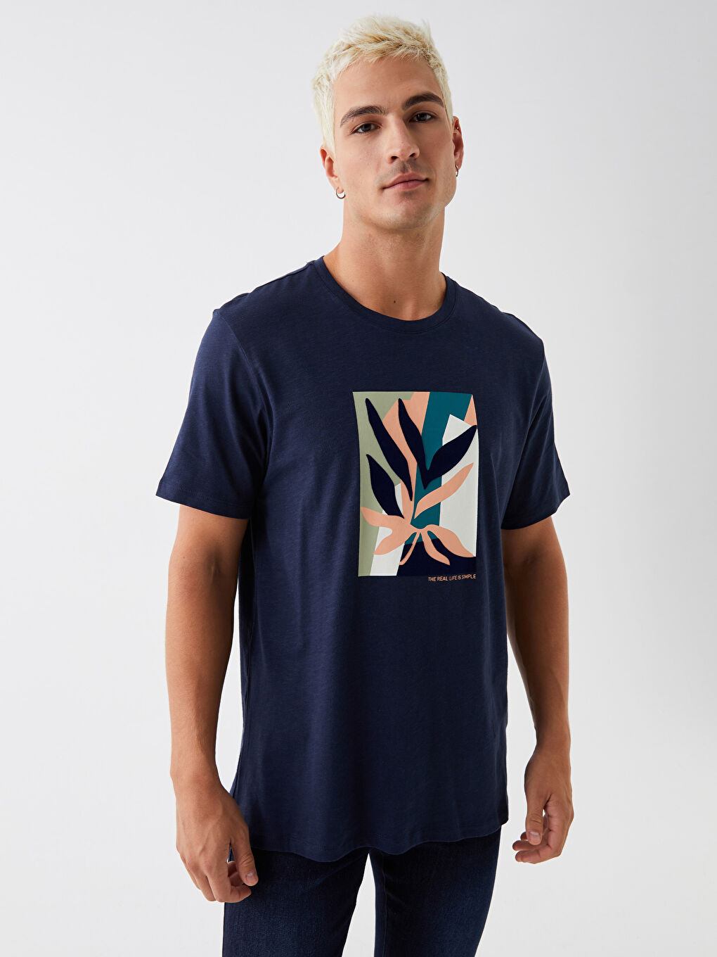 XSIDE Crew Neck Short Sleeve Printed Combed Cotton Men's T-shirt -S3KD24Z8-HRC