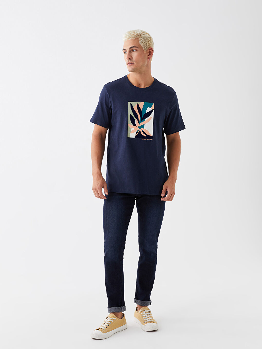 XSIDE Crew Neck Short Sleeve Printed Combed Cotton Men's T-shirt -S3KD24Z8-HRC
