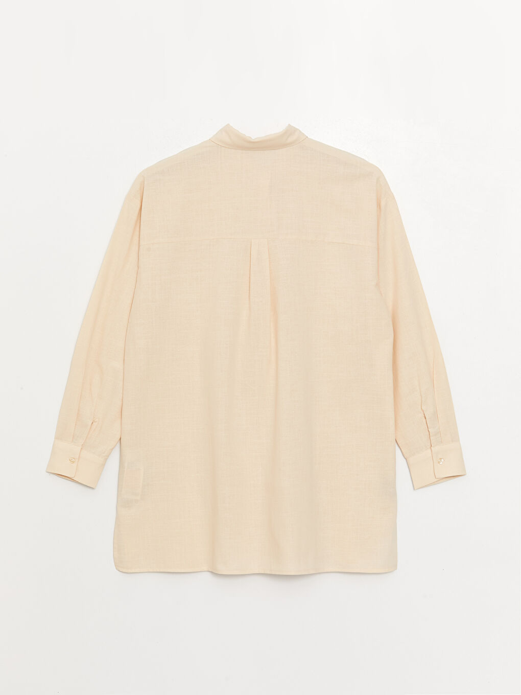 Bej Nakışlı Uzun Kollu Oversize Kadın Gömlek Tunik-6