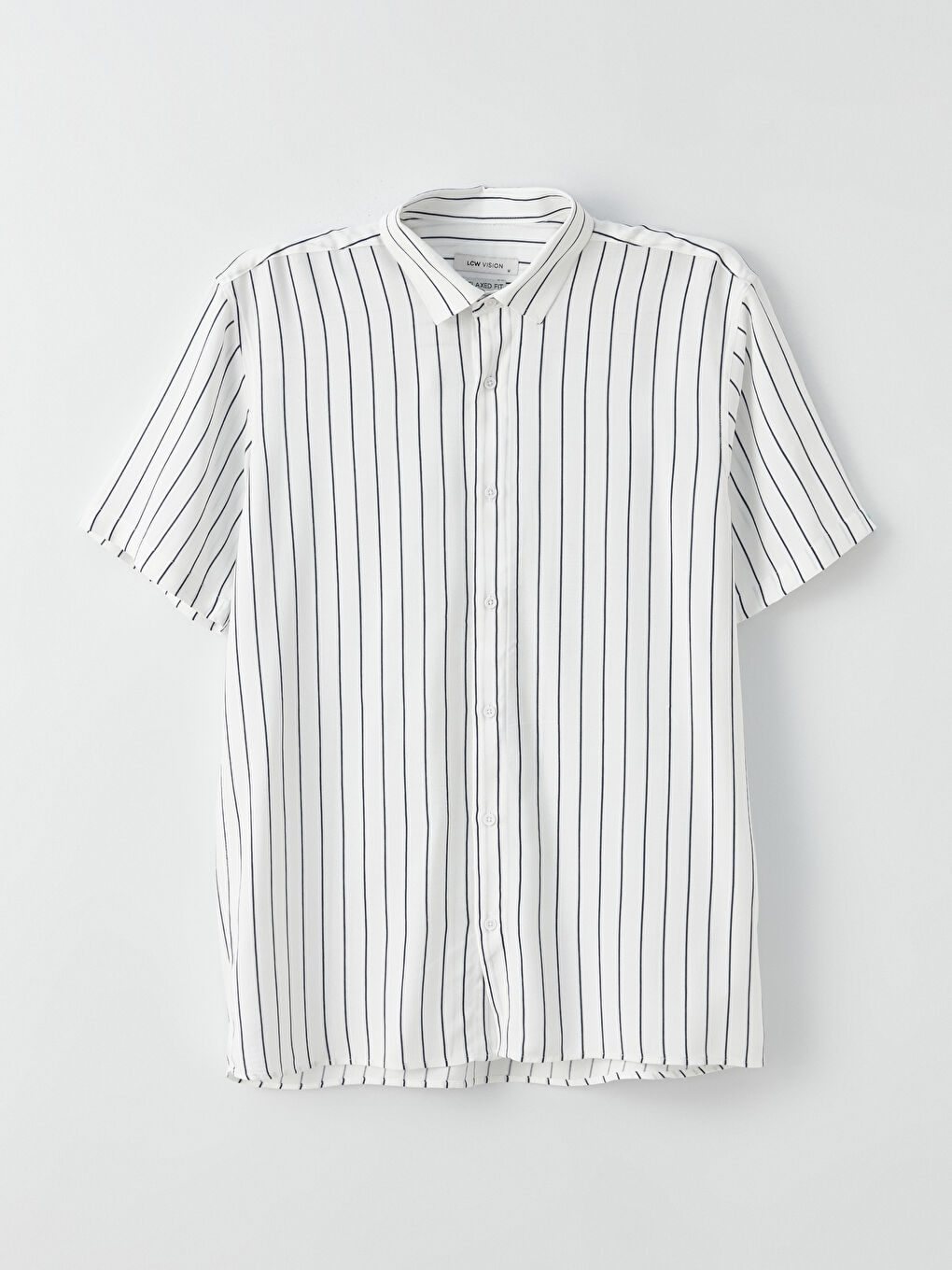 Beyaz Regular Fit Kısa Kollu Çizgili Erkek Gömlek-5