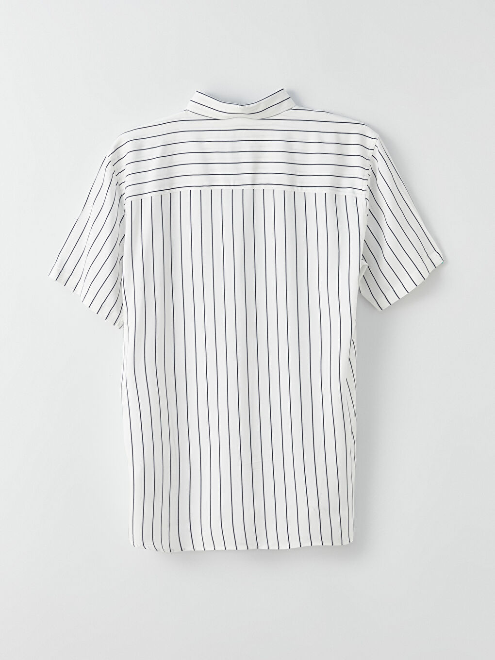 Beyaz Regular Fit Kısa Kollu Çizgili Erkek Gömlek-6