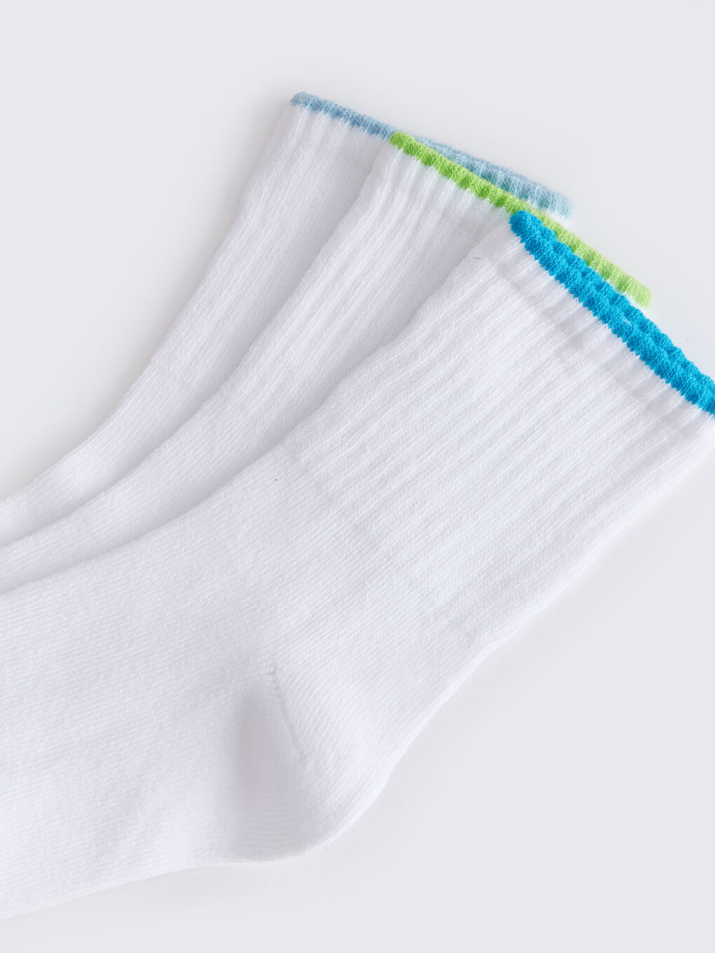 Beyaz Renk Bloklu Erkek Çocuk Soket Çorap 3'lü-2