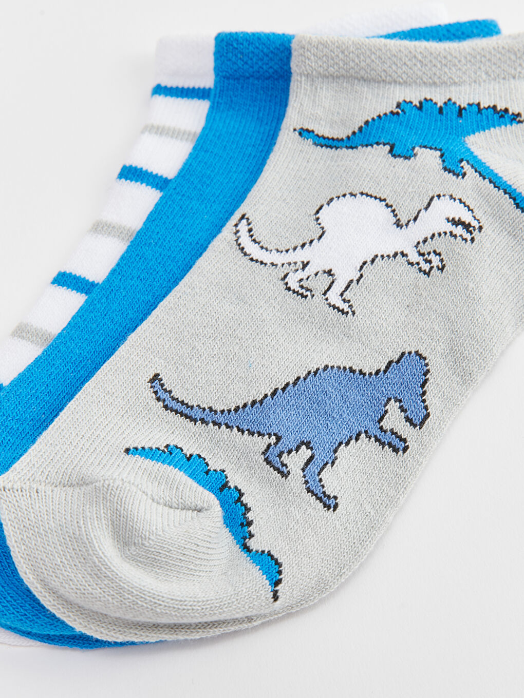 Beyaz Desenli Erkek Çocuk Patik Çorap 3'lü-2