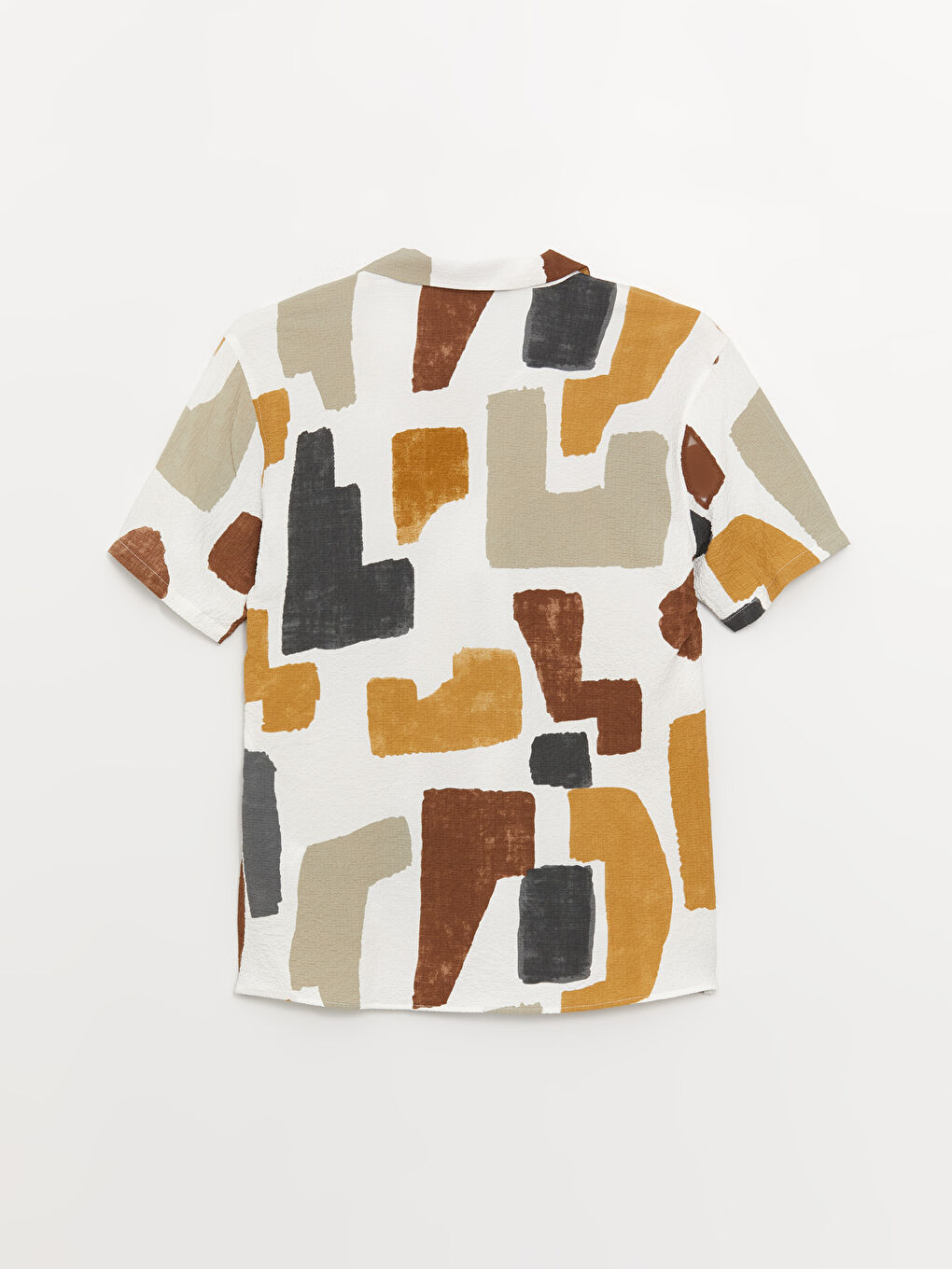 Beyaz Regular Fit Kısa Kollu Desenli Erkek Gömlek-6