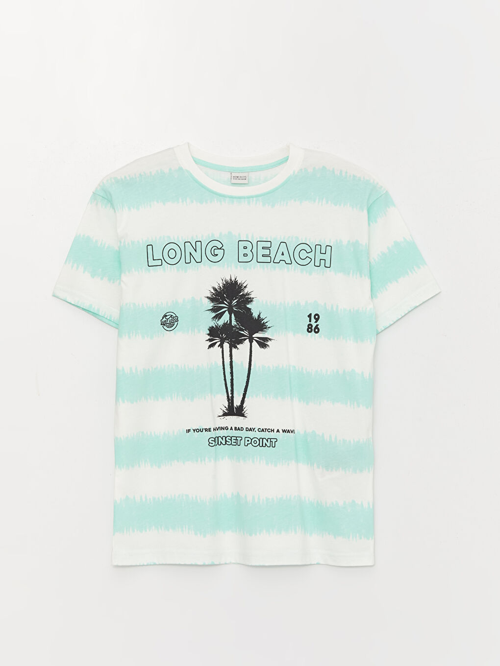 Ekru Oversize Bisiklet Yaka Erkek Çocuk Tişört