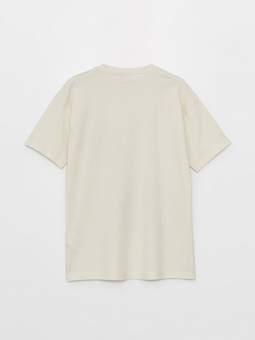 Bej Oversize Bisiklet Yaka Erkek Çocuk Tişört-1