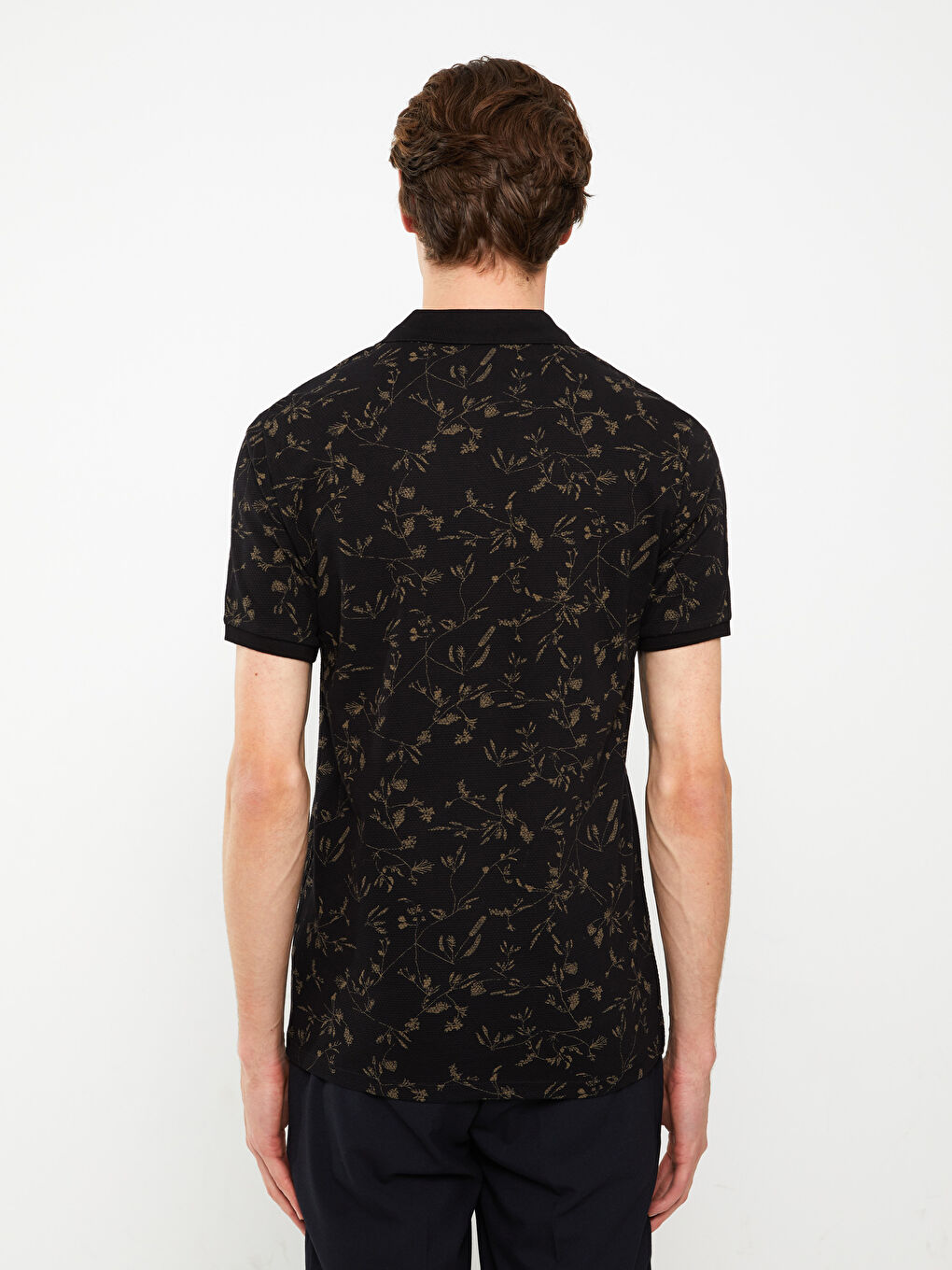 Polo Neck Short Sleeve Patterned Men's T-Shirt-4
