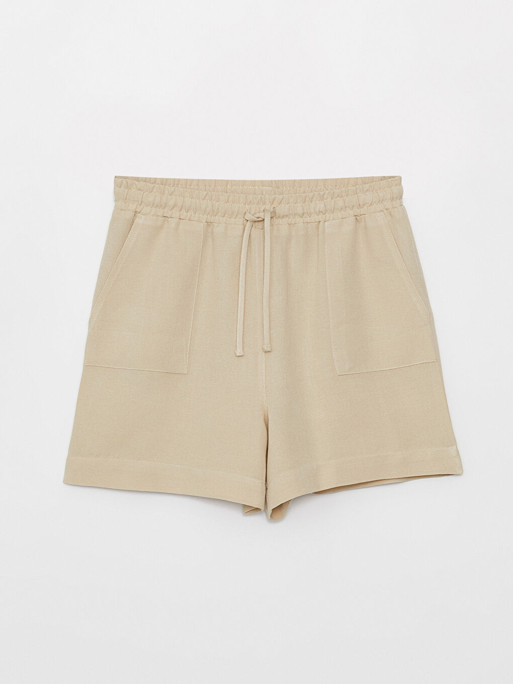 Standard Fit Plain Linen Blend Women's Shorts -S3KD94Z8-VHM