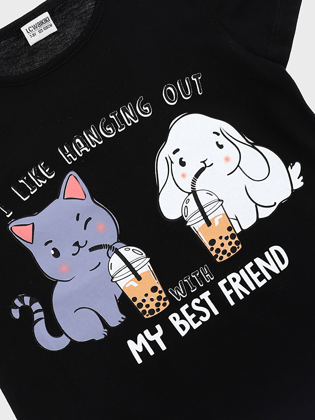 Crew Neck Printed Short Sleeve Girls' T-Shirt-2