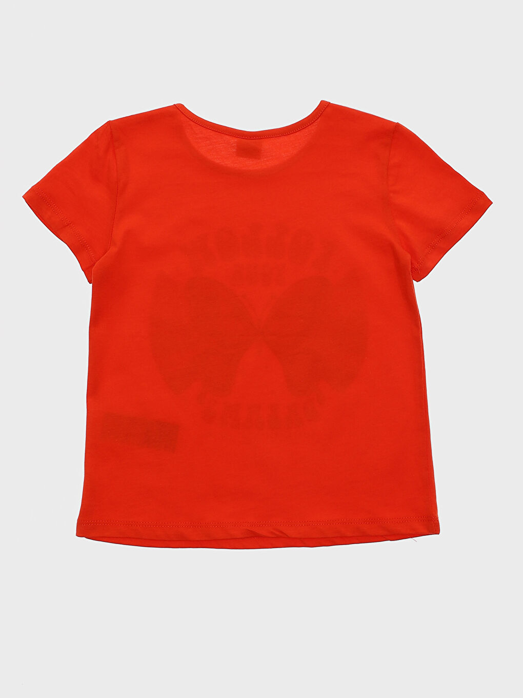 تيشيرت للبنات بياقة دائرية مطبوع كم قصير-1