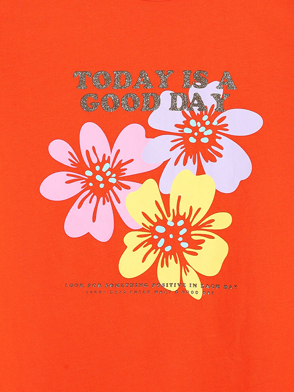 تيشيرت للبنات بياقة دائرية مطبوع-2