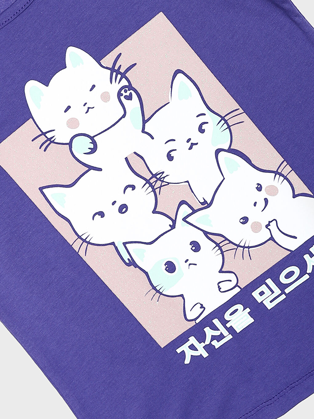 تيشيرت للبنات بياقة دائرية مطبوع كم قصير-2