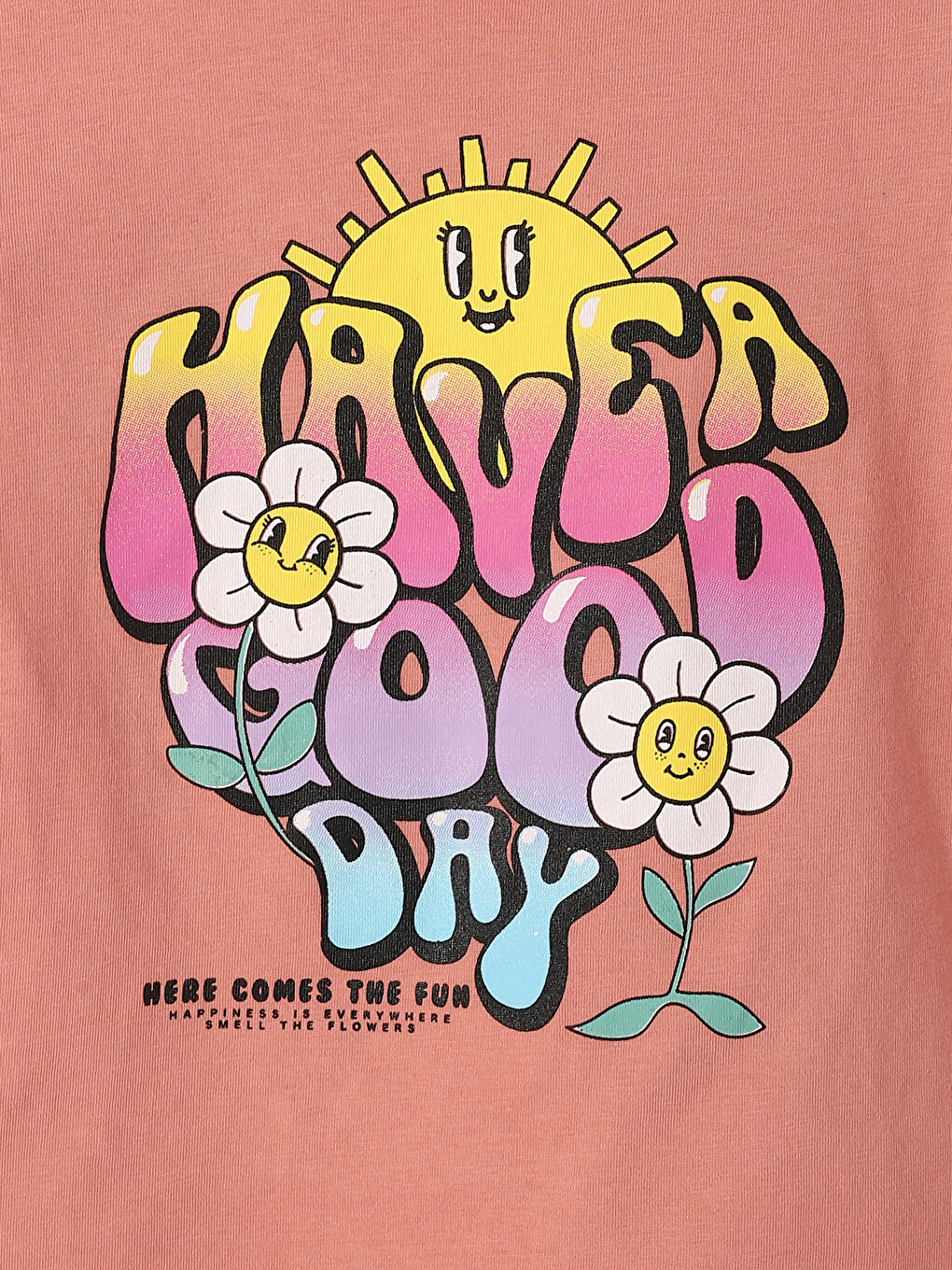 Crew Neck Printed Short Sleeve Girls' T-Shirt-3