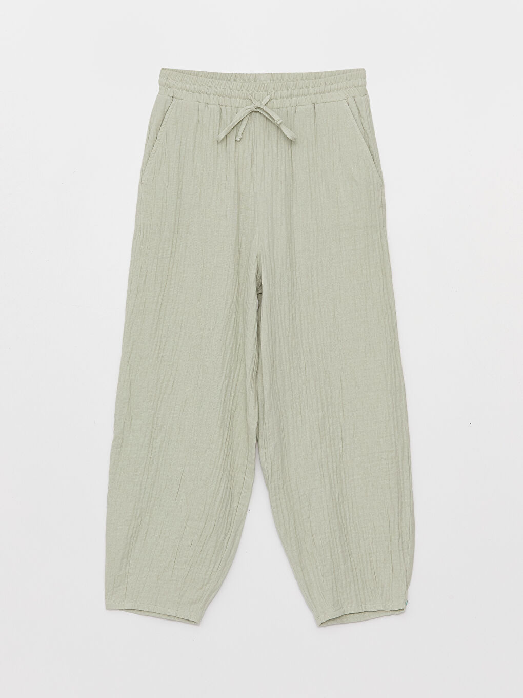 Yeşil Beli Lastikli Havuç Kesim Kadın Pantolon-5