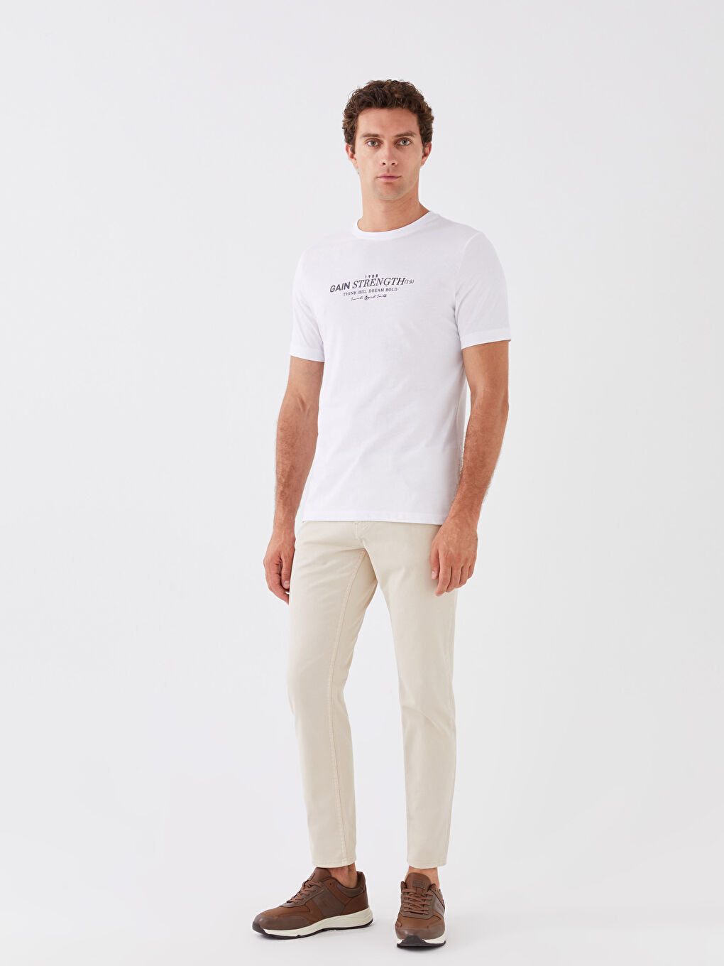 Tricou pentru Bărbați cu Guler Rotund, Mânecă Scurtă, Imprimat, din Bumbac Pieptănat-2