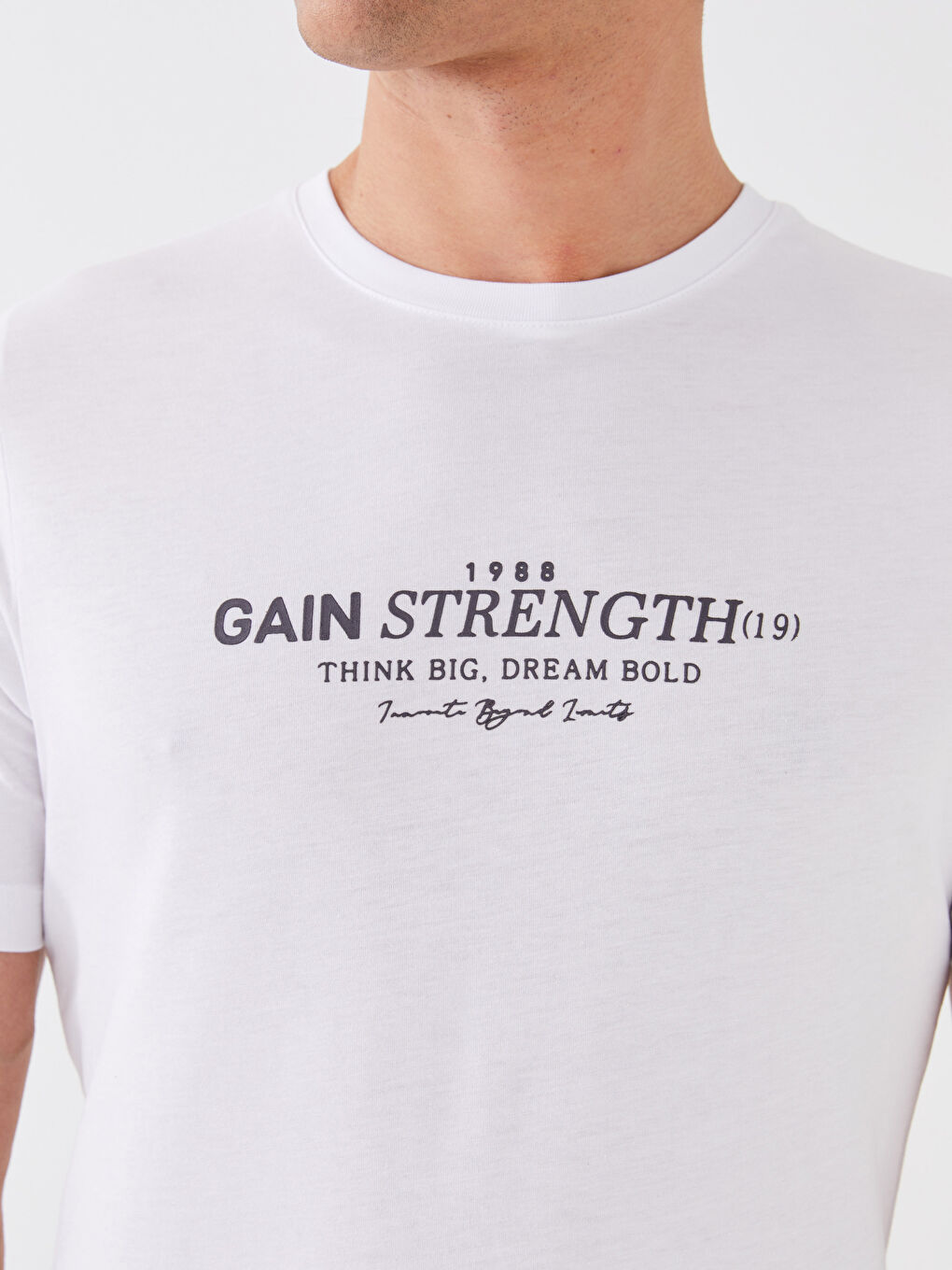 Tricou pentru Bărbați cu Guler Rotund, Mânecă Scurtă, Imprimat, din Bumbac Pieptănat-3