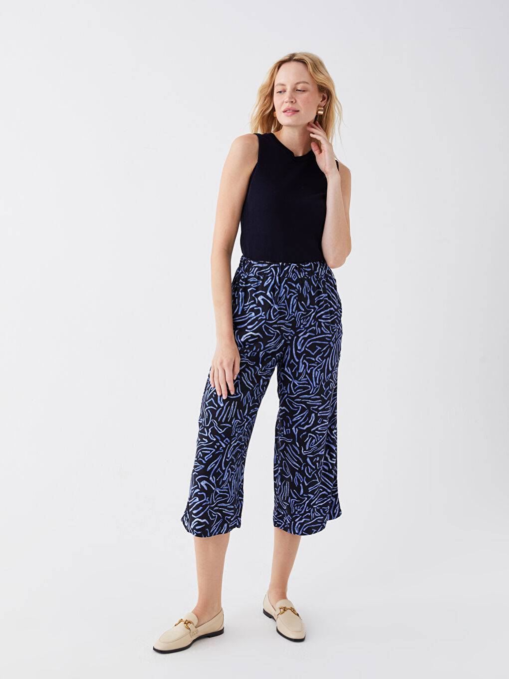Women's Capri with Elastic Waist Pattern -S3KE16Z8-LQJ