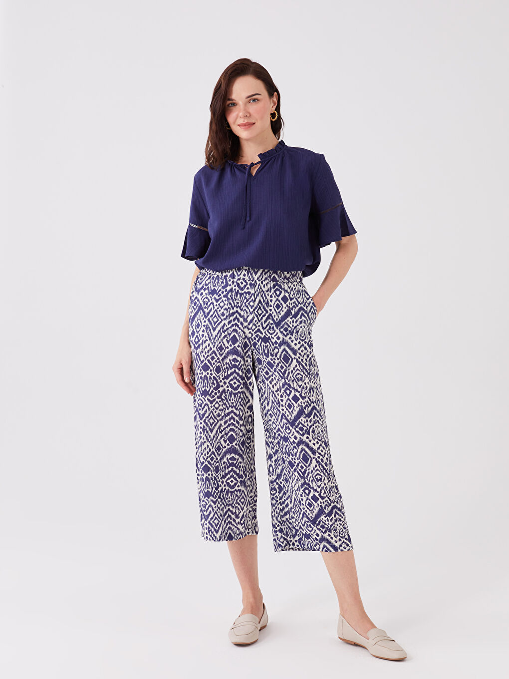 Women's Capri with Elastic Waist Pattern -S3KE16Z8-LQQ
