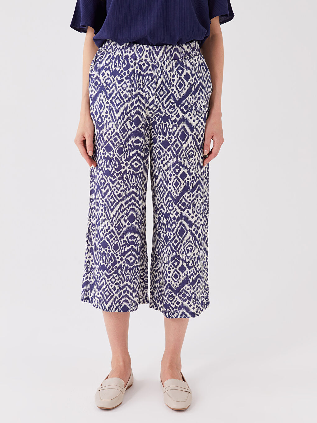 Women's Capri with Elastic Waist Pattern -S3KE16Z8-LQQ
