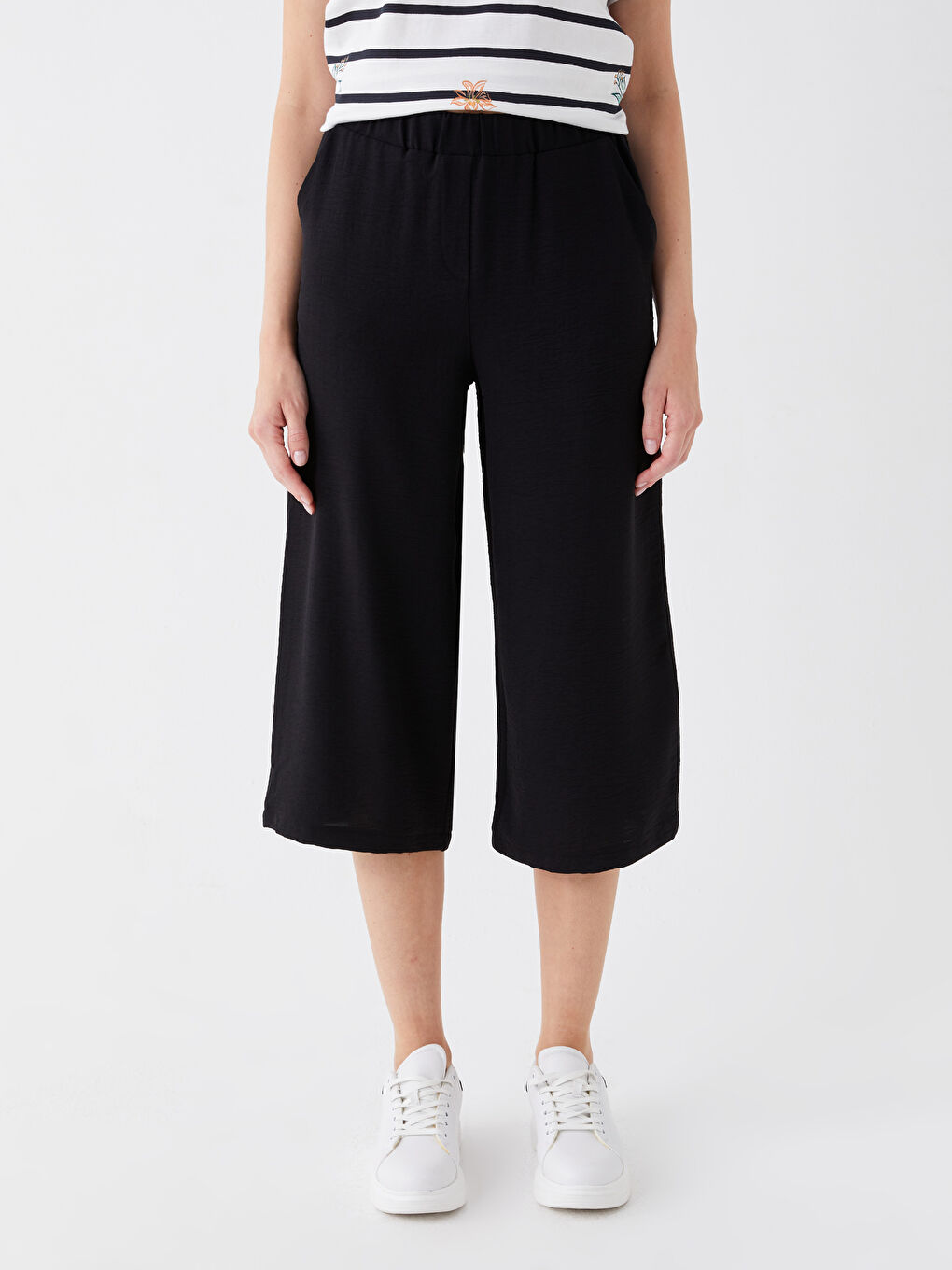 Elastic Waist Comfortable Fit Women's Capri -S3KE17Z8-CVL