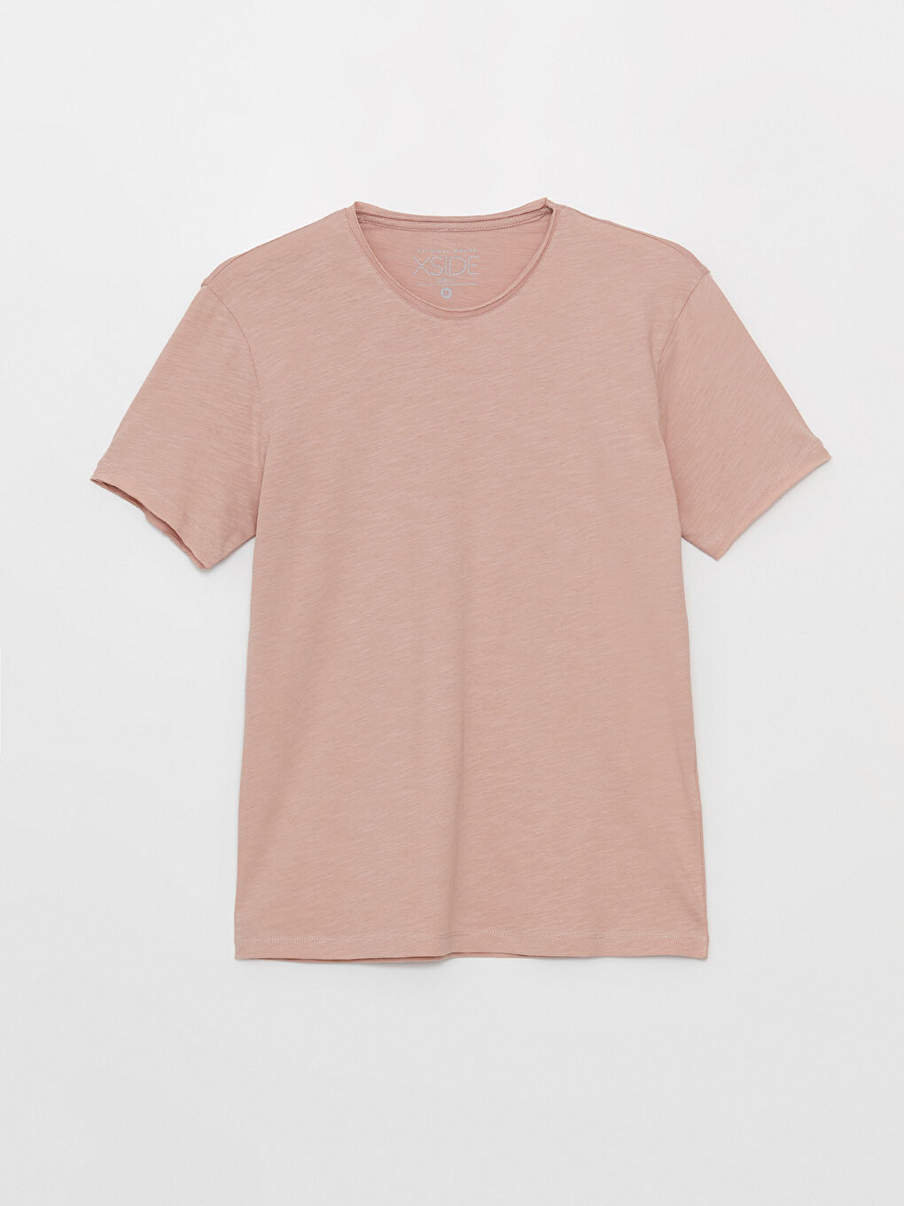 Pembe Bisiklet Yaka Penye Erkek Tişört-5