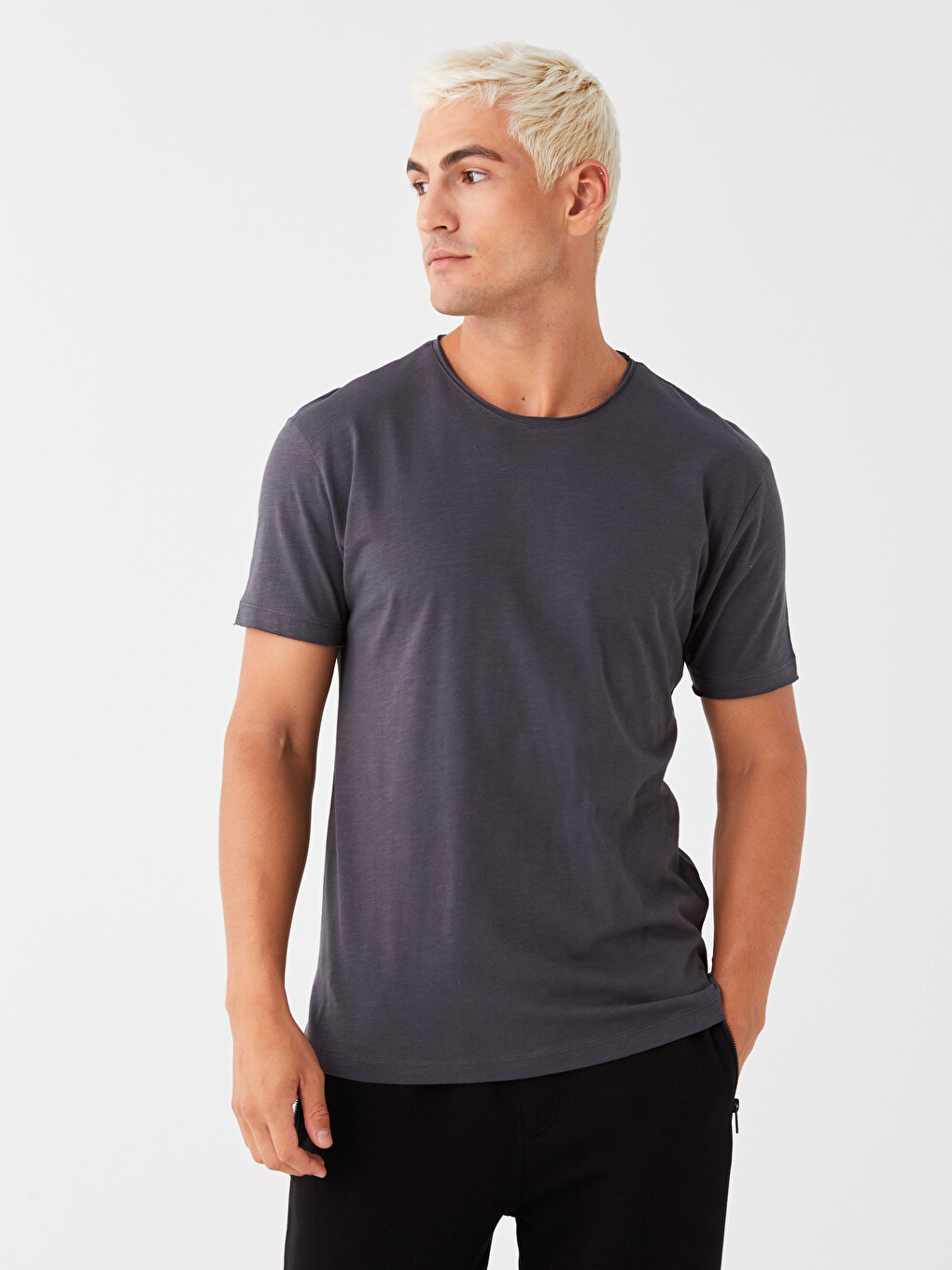 Men’s SideTuck Shirt XSIDE Bisiklet Yaka Penye Erkek Tişört - S3KE19Z8-SCP | LC Waikiki