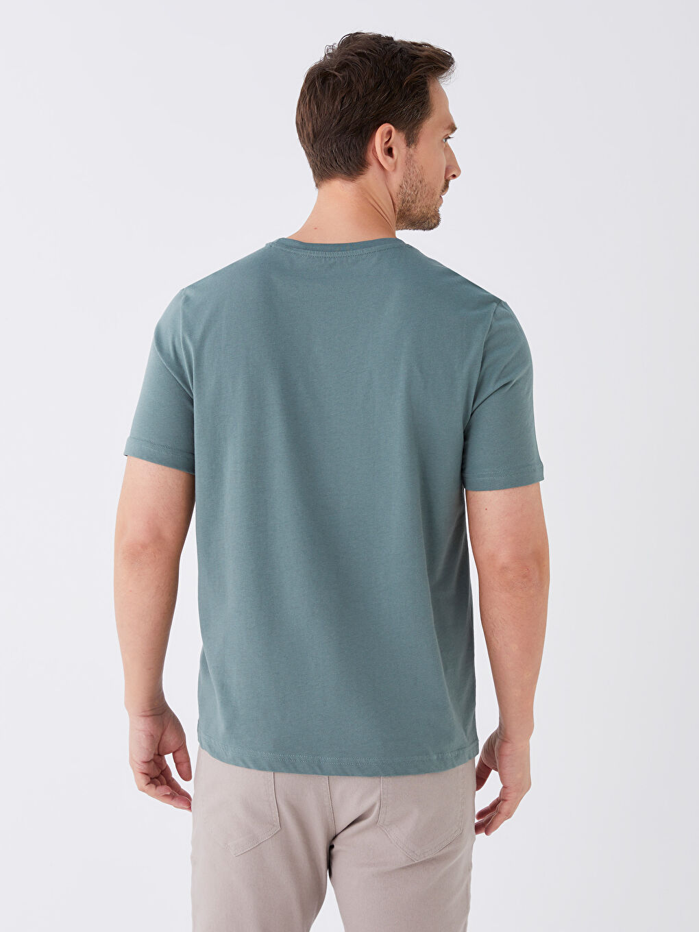 Yeşil Bisiklet Yaka Kısa Kollu Baskılı Penye Erkek Tişört-4